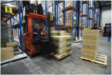 forklift in a warehouse