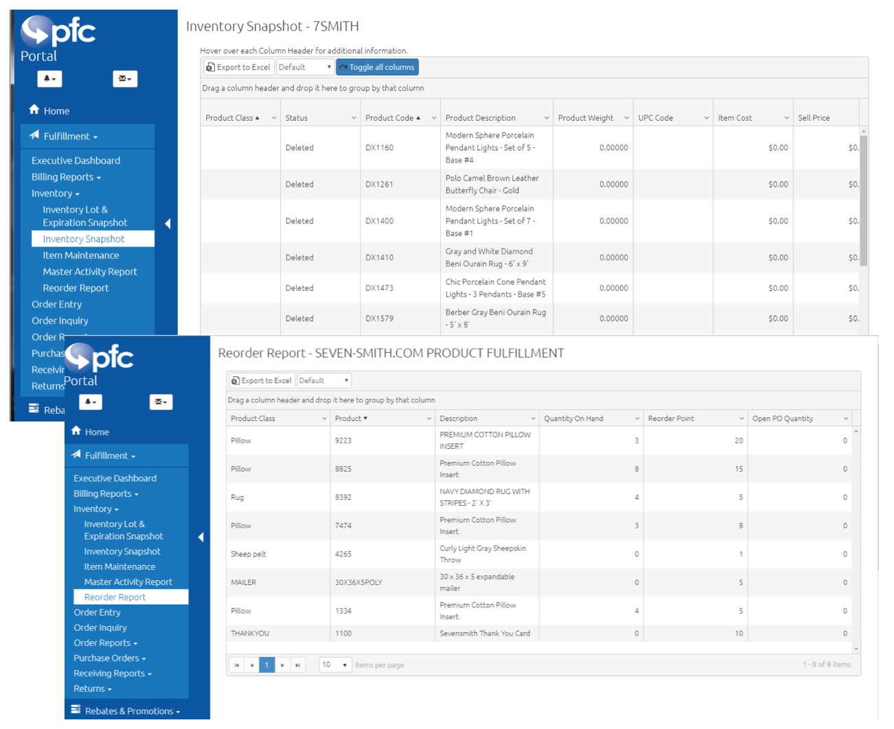 Fulfillment technology - Warehouse management system screenshot