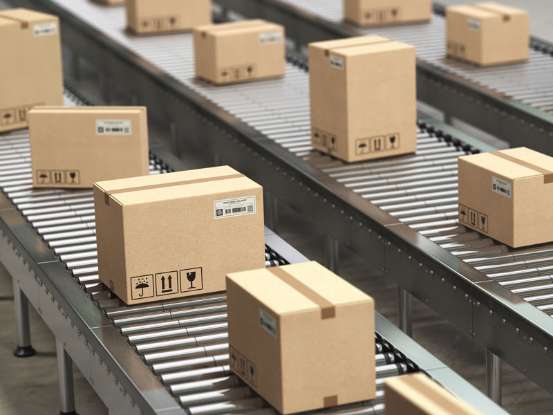 boxes on conveyor belt