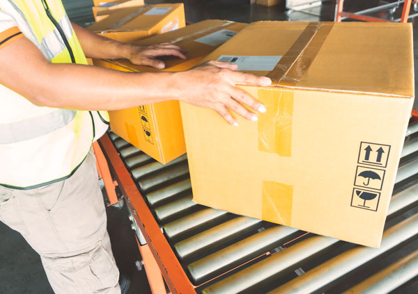 boxes on a conveyer belt