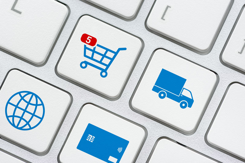 Shopping cart icon showing ecommerce order fulfillment